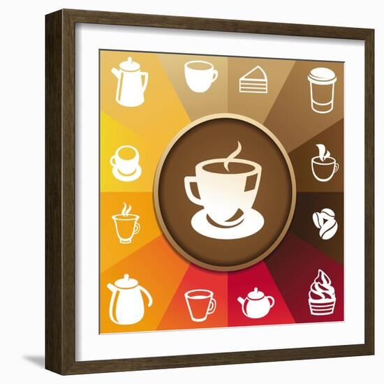 Coffee And Tea Icons-venimo-Framed Art Print