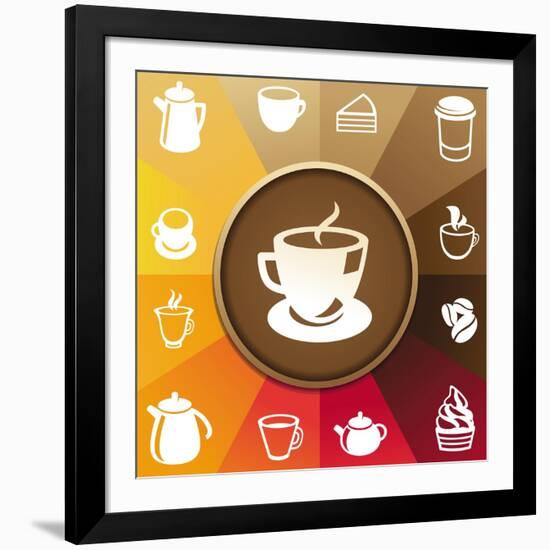 Coffee And Tea Icons-venimo-Framed Art Print