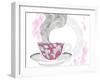 Coffee And Tea Mug With Abstract Doodle Pattern-cherry blossom girl-Framed Art Print