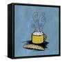 Coffee Art Blue-Herb Dickinson-Framed Stretched Canvas