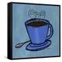 Coffee Art Blue-Herb Dickinson-Framed Stretched Canvas