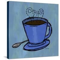 Coffee Art Blue-Herb Dickinson-Stretched Canvas