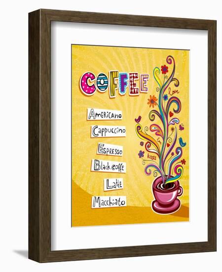 Coffee Background. Illustration Which May Be Used As Menu Cover Or Card-Anastasiya Zalevska-Framed Art Print