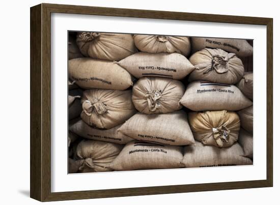 Coffee Bags. Monteverde. Costa Rica. Central America-Tom Norring-Framed Photographic Print