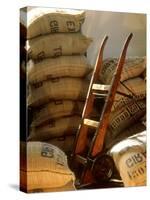 Coffee Beans in Burlap Bags in Warehouse-null-Stretched Canvas