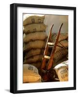 Coffee Beans in Burlap Bags in Warehouse-null-Framed Photographic Print