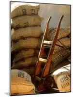 Coffee Beans in Burlap Bags in Warehouse-null-Mounted Photographic Print
