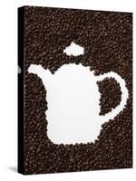 Coffee Beans in Shape of a Coffee Pot-null-Stretched Canvas