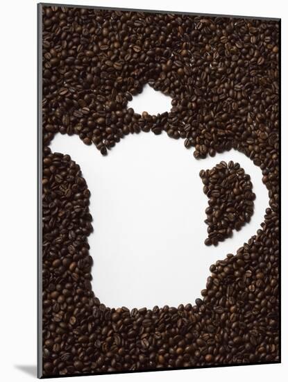 Coffee Beans in Shape of a Coffee Pot-null-Mounted Photographic Print