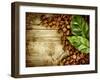 Coffee Beans Over Wood Background-Subbotina Anna-Framed Art Print