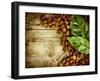 Coffee Beans Over Wood Background-Subbotina Anna-Framed Art Print