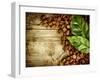 Coffee Beans Over Wood Background-Subbotina Anna-Framed Art Print