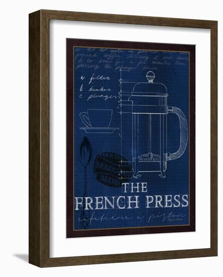 Coffee Blueprint I Indigo-Marco Fabiano-Framed Art Print