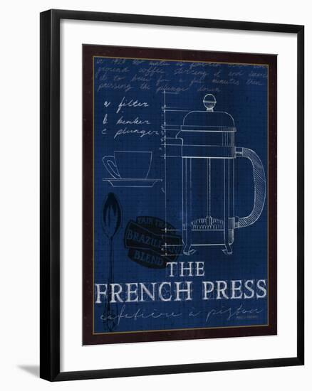 Coffee Blueprint I Indigo-Marco Fabiano-Framed Art Print