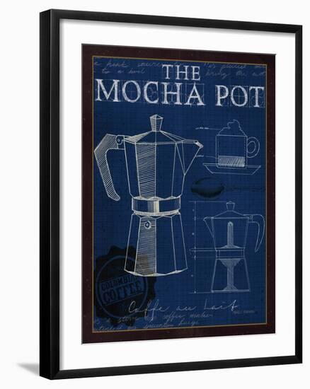 Coffee Blueprint II Indigo-Marco Fabiano-Framed Art Print