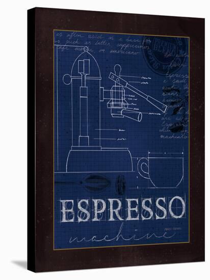 Coffee Blueprint IV Indigo-Marco Fabiano-Stretched Canvas