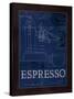 Coffee Blueprint IV Indigo-Marco Fabiano-Stretched Canvas