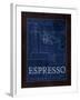 Coffee Blueprint IV Indigo-Marco Fabiano-Framed Art Print