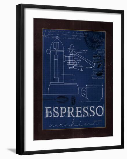 Coffee Blueprint IV Indigo-Marco Fabiano-Framed Art Print