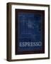 Coffee Blueprint IV Indigo-Marco Fabiano-Framed Art Print