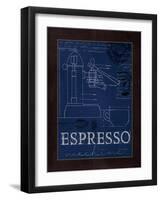 Coffee Blueprint IV Indigo-Marco Fabiano-Framed Art Print