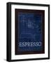 Coffee Blueprint IV Indigo-Marco Fabiano-Framed Art Print