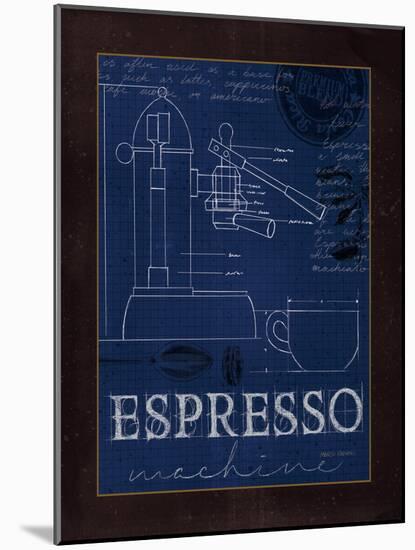 Coffee Blueprint IV Indigo-Marco Fabiano-Mounted Art Print