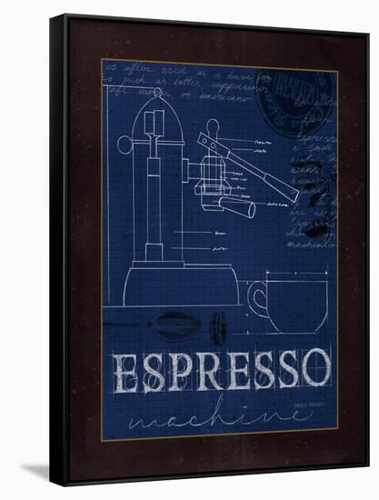 Coffee Blueprint IV Indigo-Marco Fabiano-Framed Stretched Canvas