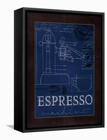 Coffee Blueprint IV Indigo-Marco Fabiano-Framed Stretched Canvas