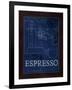 Coffee Blueprint IV Indigo-Marco Fabiano-Framed Art Print