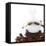 Coffee Border.Isolated On White-Subbotina Anna-Framed Stretched Canvas