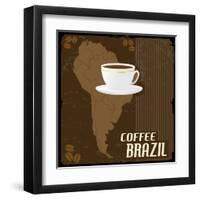 Coffee Brazil Vintage Poster-radubalint-Framed Art Print