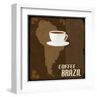 Coffee Brazil Vintage Poster-radubalint-Framed Art Print