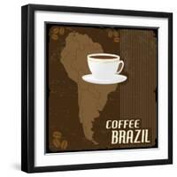 Coffee Brazil Vintage Poster-radubalint-Framed Art Print