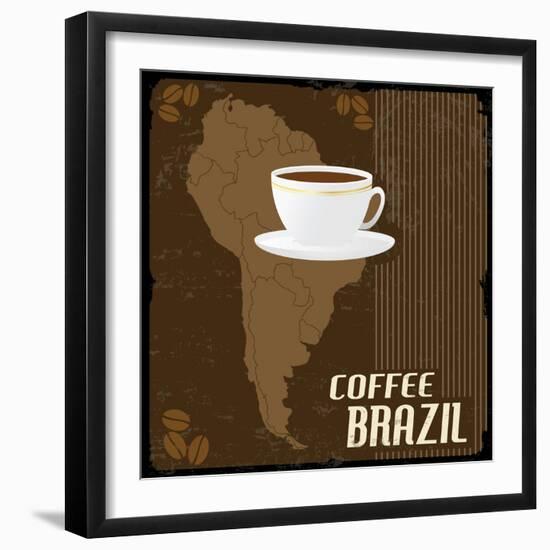 Coffee Brazil Vintage Poster-radubalint-Framed Art Print