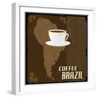 Coffee Brazil Vintage Poster-radubalint-Framed Art Print