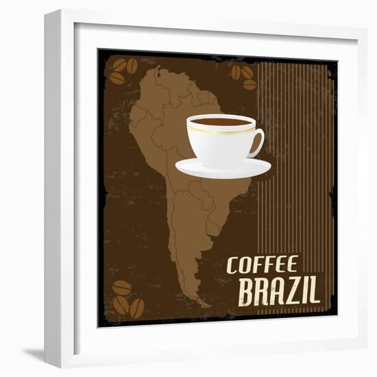 Coffee Brazil Vintage Poster-radubalint-Framed Art Print