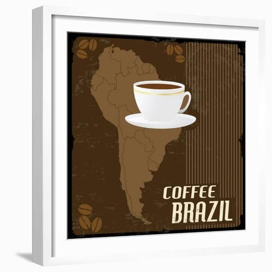 Coffee Brazil Vintage Poster-radubalint-Framed Premium Giclee Print