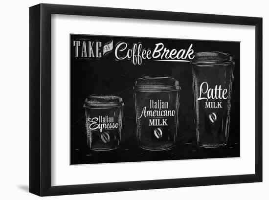 Coffee Break Blackboard-null-Framed Art Print