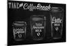 Coffee Break Blackboard-null-Mounted Art Print