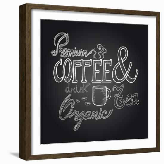 Coffee Chalkboard Illustration-cienpies-Framed Premium Giclee Print