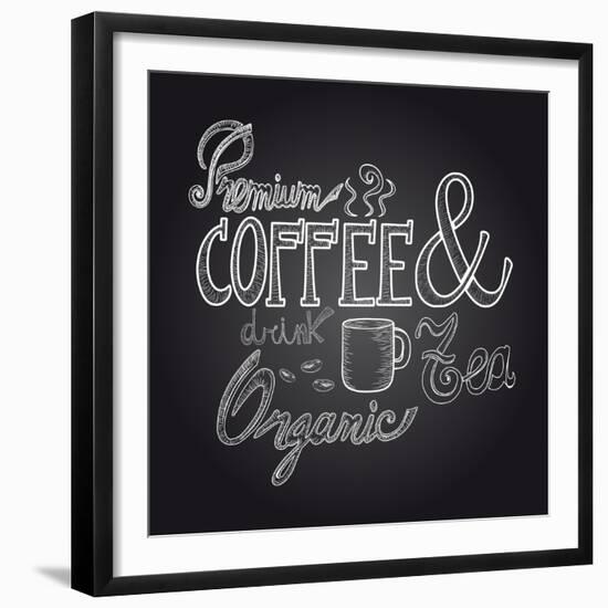 Coffee Chalkboard Illustration-cienpies-Framed Premium Giclee Print