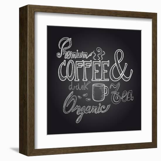 Coffee Chalkboard Illustration-cienpies-Framed Art Print