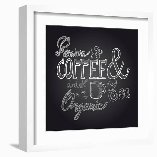 Coffee Chalkboard Illustration-cienpies-Framed Art Print