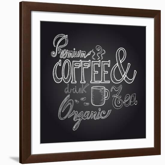 Coffee Chalkboard Illustration-cienpies-Framed Art Print