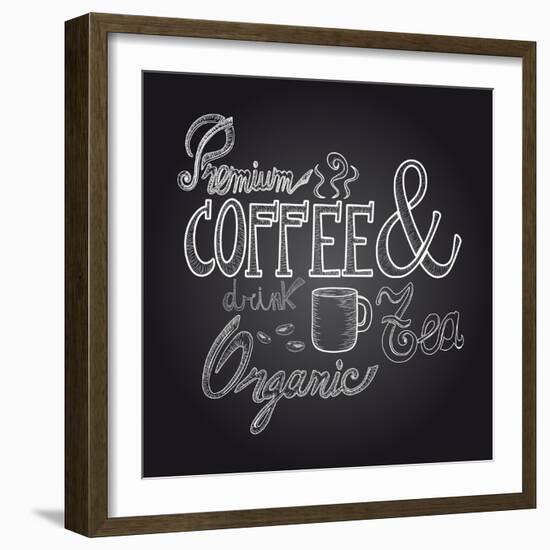 Coffee Chalkboard Illustration-cienpies-Framed Art Print