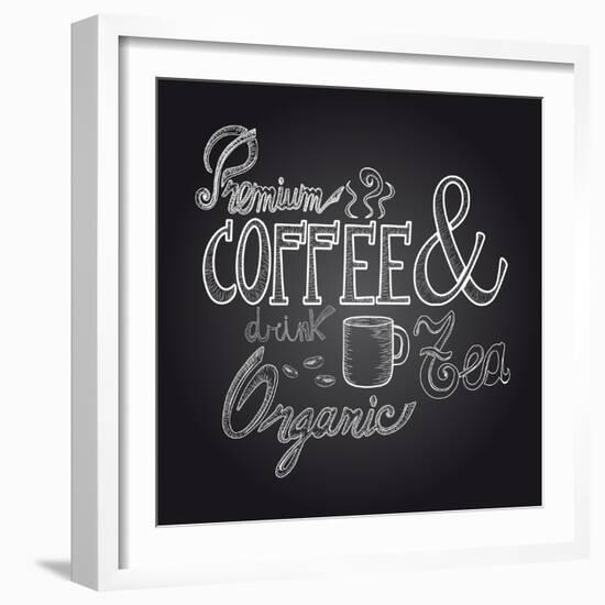 Coffee Chalkboard Illustration-cienpies-Framed Art Print