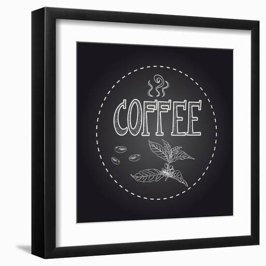 Coffee Chalkboard Illustration-cienpies-Framed Art Print