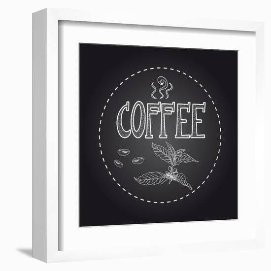 Coffee Chalkboard Illustration-cienpies-Framed Art Print