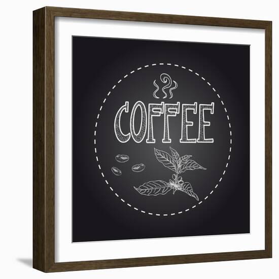 Coffee Chalkboard Illustration-cienpies-Framed Art Print